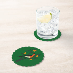 A Partridge In A Pear Tree Cut-Out Stencil Retro 1 Paper Coaster