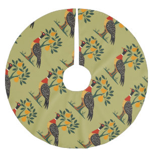 A Partridge In A Pear Tree Cut-Out Stencil Retro 2 Brushed Polyester Tree Skirt