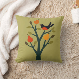 A Partridge In A Pear Tree Cut-Out Stencil Retro 3 Cushion
