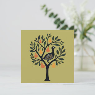 A Partridge In A Pear Tree Cut-Out Stencil Retro 5 Invitation