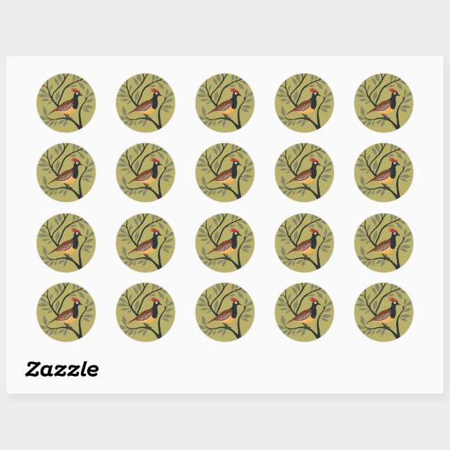 A Partridge In A Pear Tree Cut-Out Stencil Retro 7 Classic Round Sticker (Sheet)