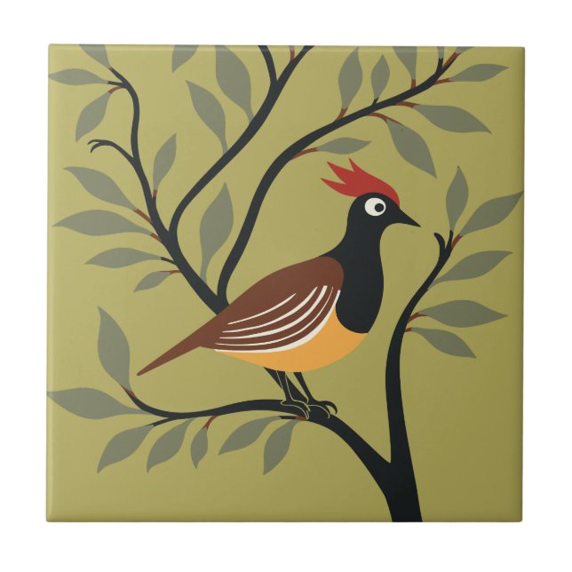 A Partridge In A Pear Tree Cut-Out Stencil Retro 7 Tile (Front)