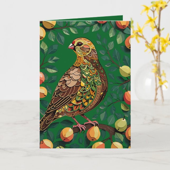 A Partridge In A Pear Tree Cut-Out Stencil-Style Card (Yellow Flower)