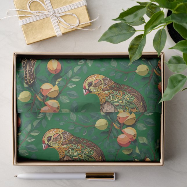 A Partridge In A Pear Tree Cut-Out Stencil-Style Tissue Paper (Gift)