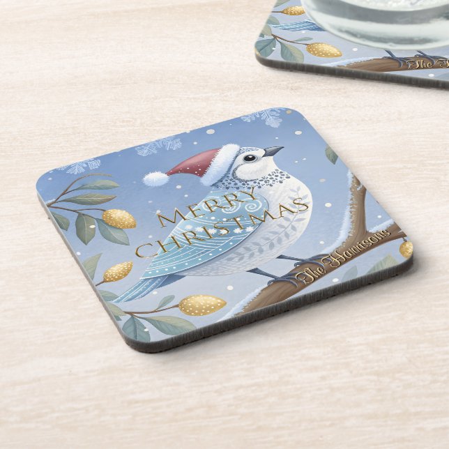 A Partridge In A Pear Tree Hard plastic coaster (Left Side)
