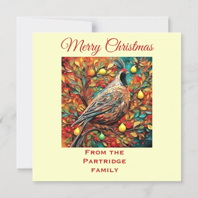 A Partridge In A Pear Tree Magnetic Invitation (Front)