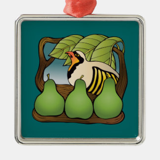 A partridge in a pear tree metal tree decoration