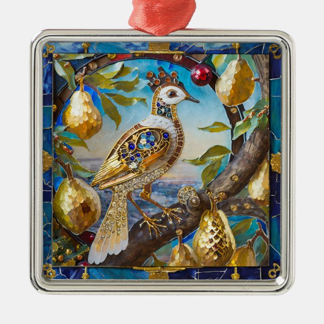 A Partridge in a Pear Tree Metal Tree Decoration (Front)