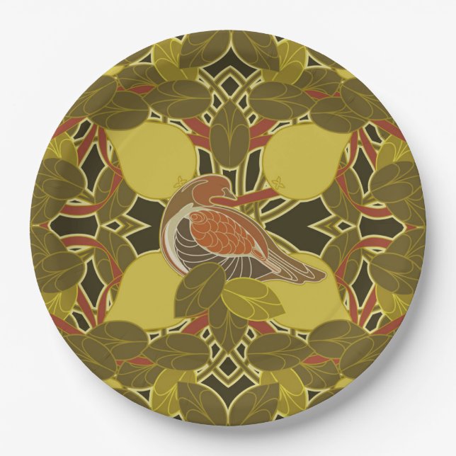A Partridge In A Pear Tree Paper Plate (Front)