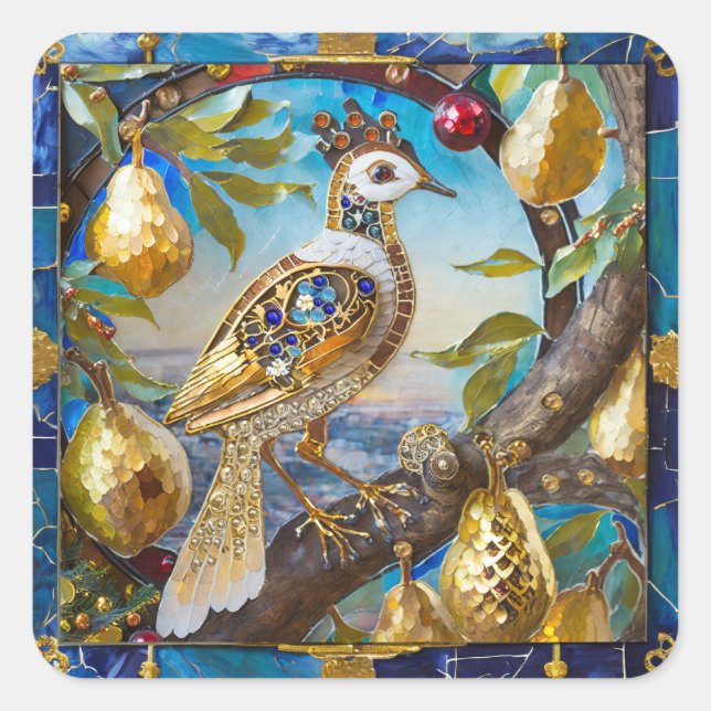 A Partridge in a Pear Tree Square Sticker (Front)