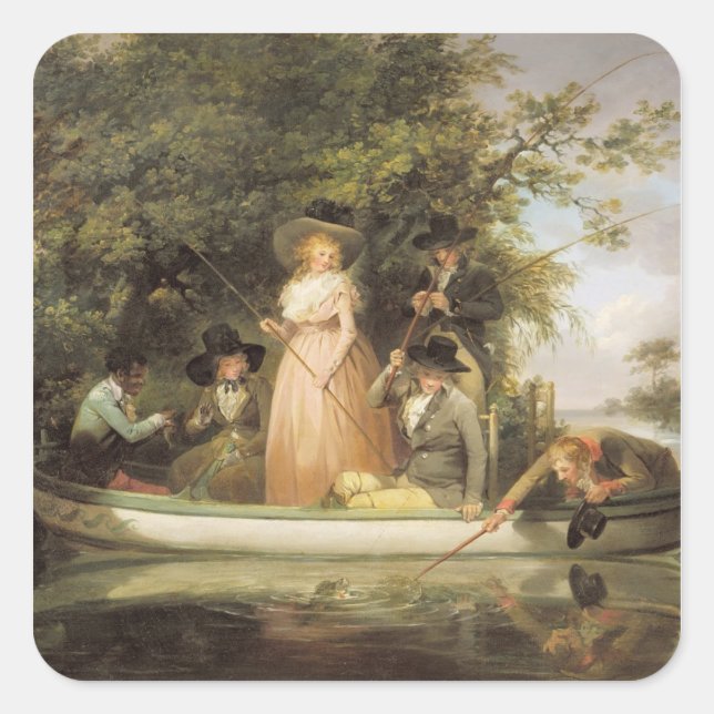 A Party Angling (oil on canvas) Square Sticker (Front)