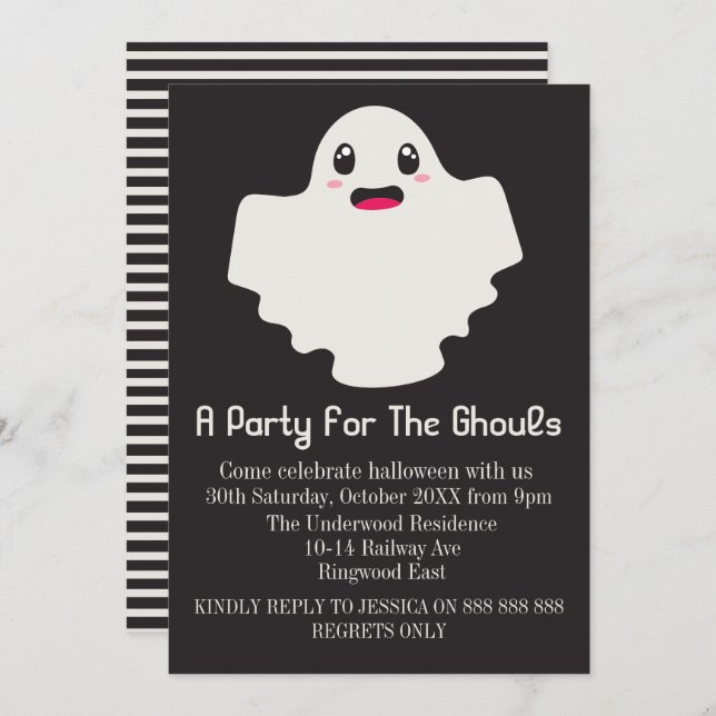 A PARTY FOR THE GHOULS HALLOWEEN INVITATION (Front/Back)