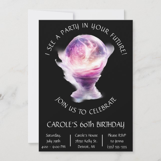 A Party in Your Future, Crystal Ball Birthday  Invitation (Front)