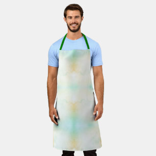 A pastel-coloured apron with a watercolor pattern