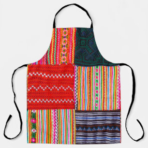 a Patchwork quilt in multicolor asian style Apron