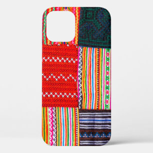 a Patchwork quilt in multicolor asian style iPhone 12 Case