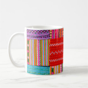 a Patchwork quilt in multicolor asian style Coffee Mug