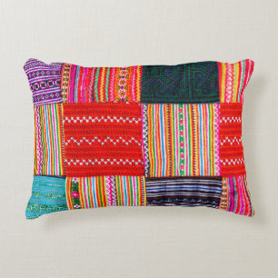 a Patchwork quilt in multicolor asian style Decorative Cushion