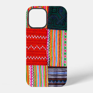 a Patchwork quilt in multicolor asian style iPhone 12 Case