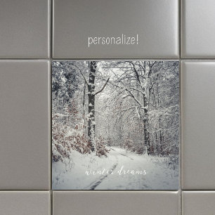 A path through the enchanted winter forest Tile