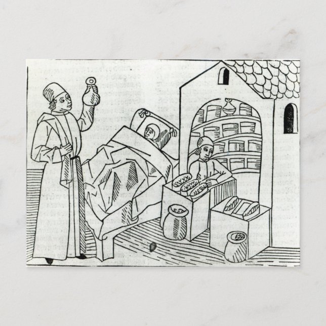 A patient with a Doctor and a Pharmacist Postcard (Front)