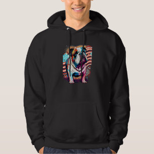 A Patriotic Bulldog and American Flag Premium Hoodie