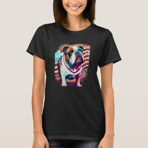 A Patriotic Bulldog and American Flag Premium T-Shirt