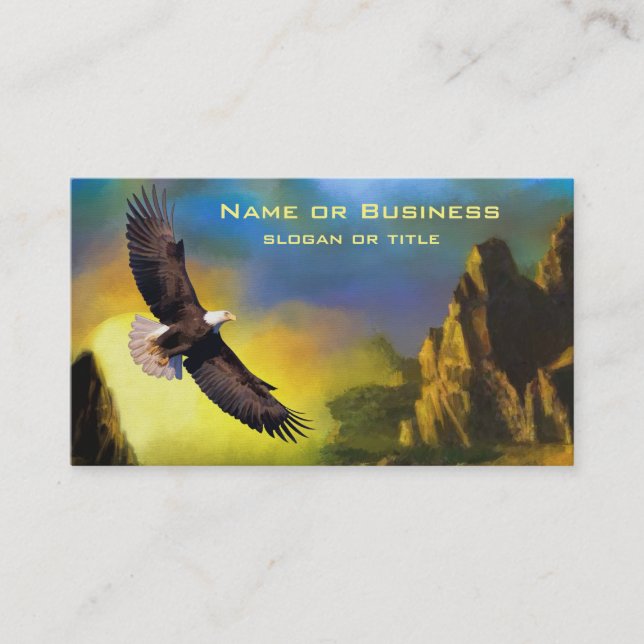 A Patriotic Design with Bald Eagle Flying High Business Card (Front)