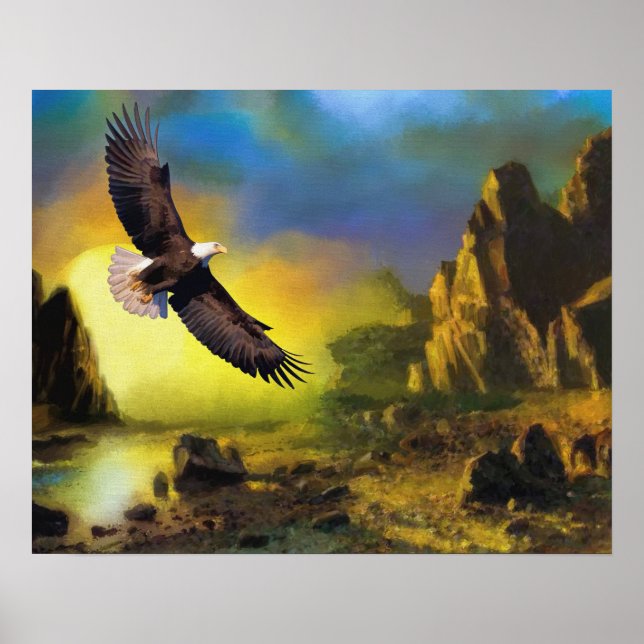 A Patriotic Design with Bald Eagle Flying High Poster (Front)
