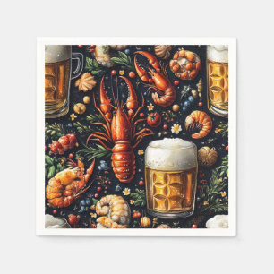 A pattern for beer and seafood lovers. napkin