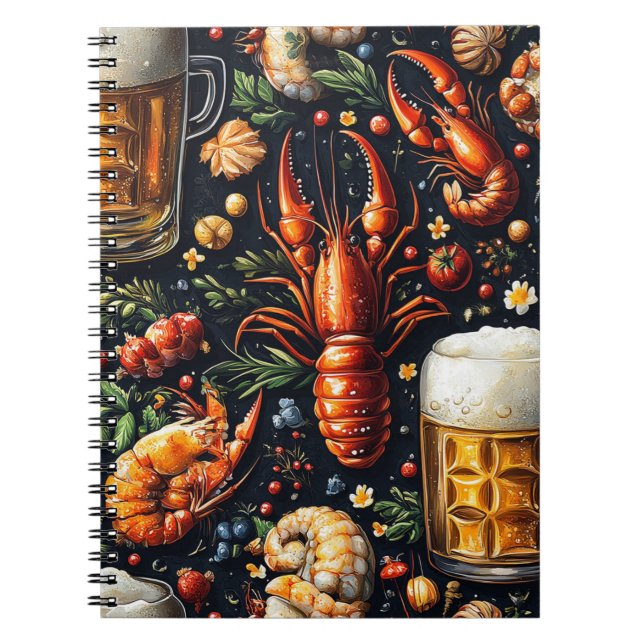 A pattern for beer and seafood lovers. notebook (Front)