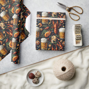 A pattern for beer and seafood lovers. wrapping paper