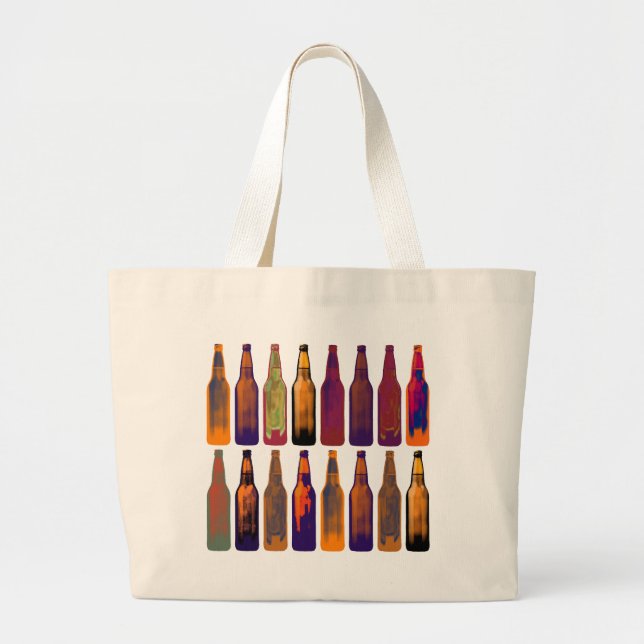 a pattern of bottles (beer) large tote bag (Front)