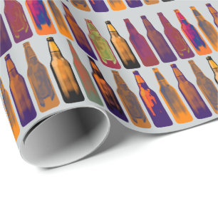 a pattern of bottles (beer) wrapping paper