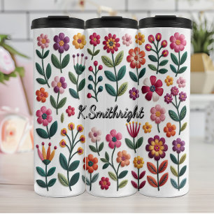 A Pattern of Colorful Flowers Thermal Tumbler