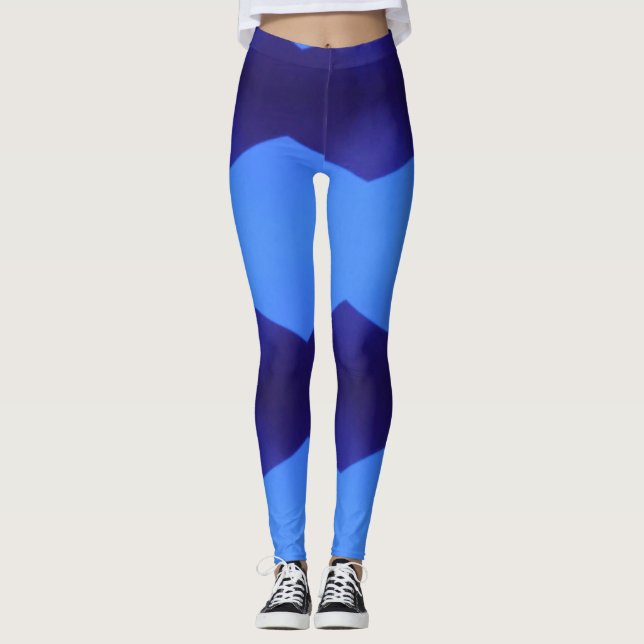 A Pattern of Dark & Baby Blue Lines Leggings (Front)
