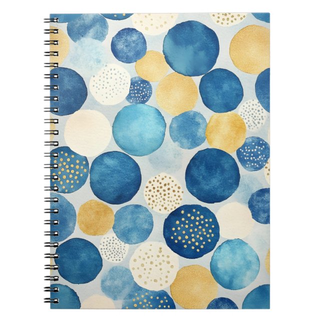 A pattern of overlapping circles in shades of blue notebook (Front)