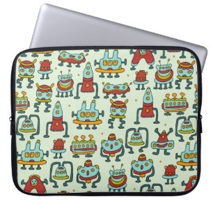 A pattern of robots - aliens. illustration. laptop sleeve