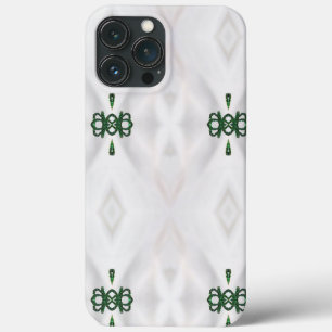 A Pattern of White Snow and Christmas Ribbon iPhone 13 Pro Max Case