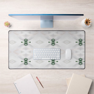 A Pattern of White Snow and Christmas Ribbon Desk Mat