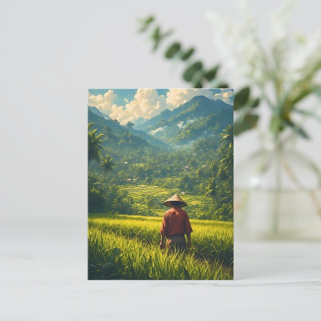 A Peaceful Harvest Holiday Postcard (Standing Front)