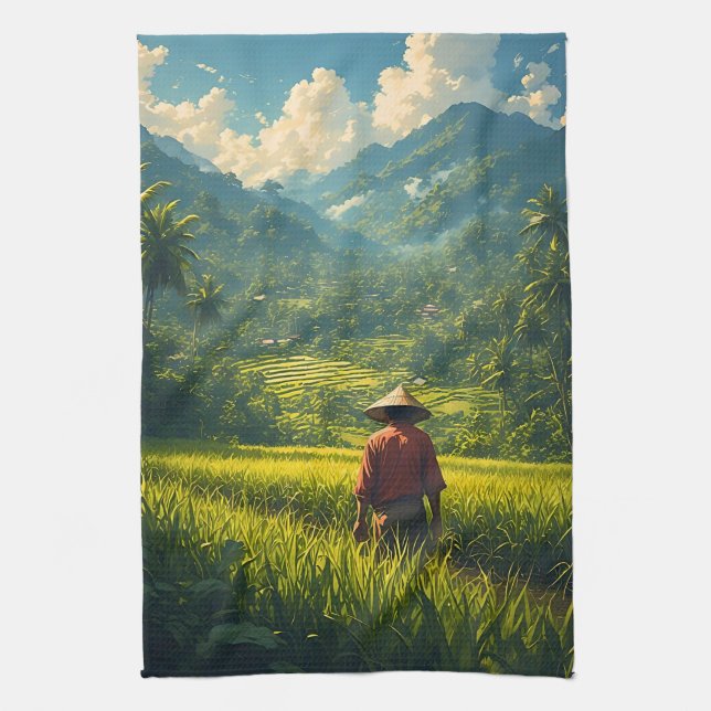 A Peaceful Harvest Tea Towel (Vertical)