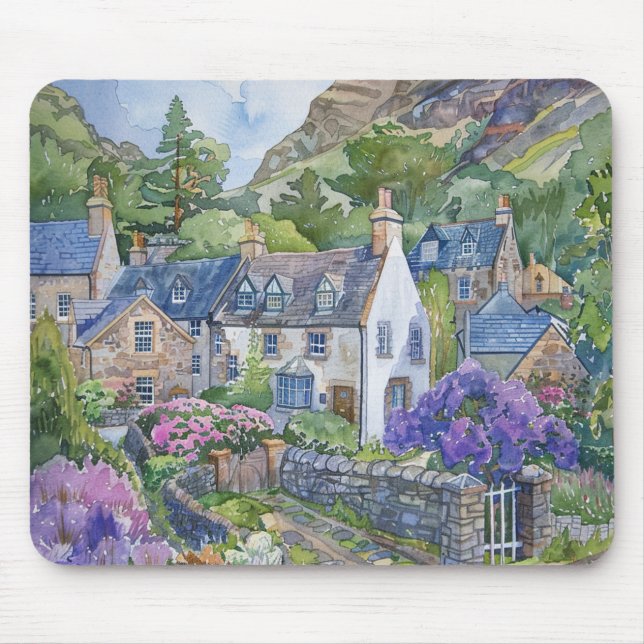 A Peaceful Scottish Village Mouse Mat (Front)