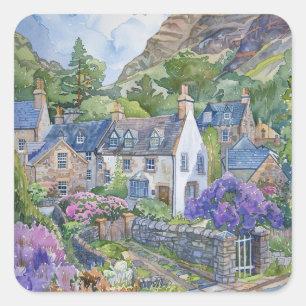 A Peaceful Scottish Village Square Sticker