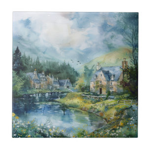 A Peaceful Scottish Village Tile