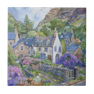 A Peaceful Scottish Village Tile