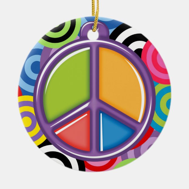 A Peaceful Theme - Peace Sign Ceramic Tree Decoration (Front)