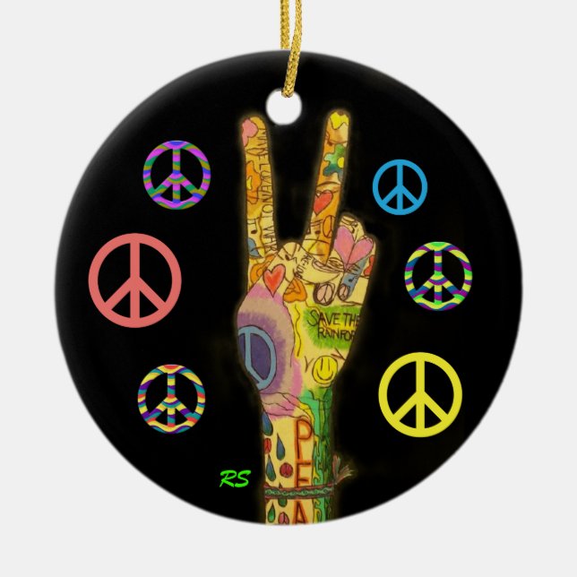 A Peaceful Theme - Peace Sign Ceramic Tree Decoration (Front)