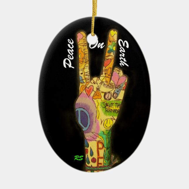 A Peaceful Theme - Peace Sign Ceramic Tree Decoration (Front)