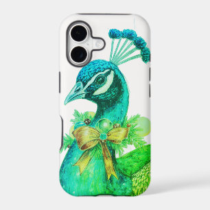A Peacock Dressed For a Merry Christmas iPhone
